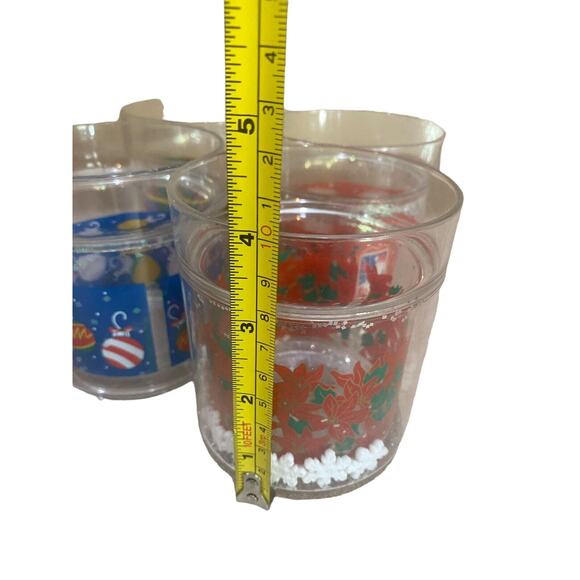 4 Vintage 1990 Acrylic Lowball Floating Christmas Sleigh Leahy Designs Taw - Picture 7 of 7